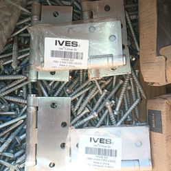 All sorts of sizes of stainless steel and all heavy duty tapcons ready for hurricane use and a total of 12 stainless steel heavy duty door hinges