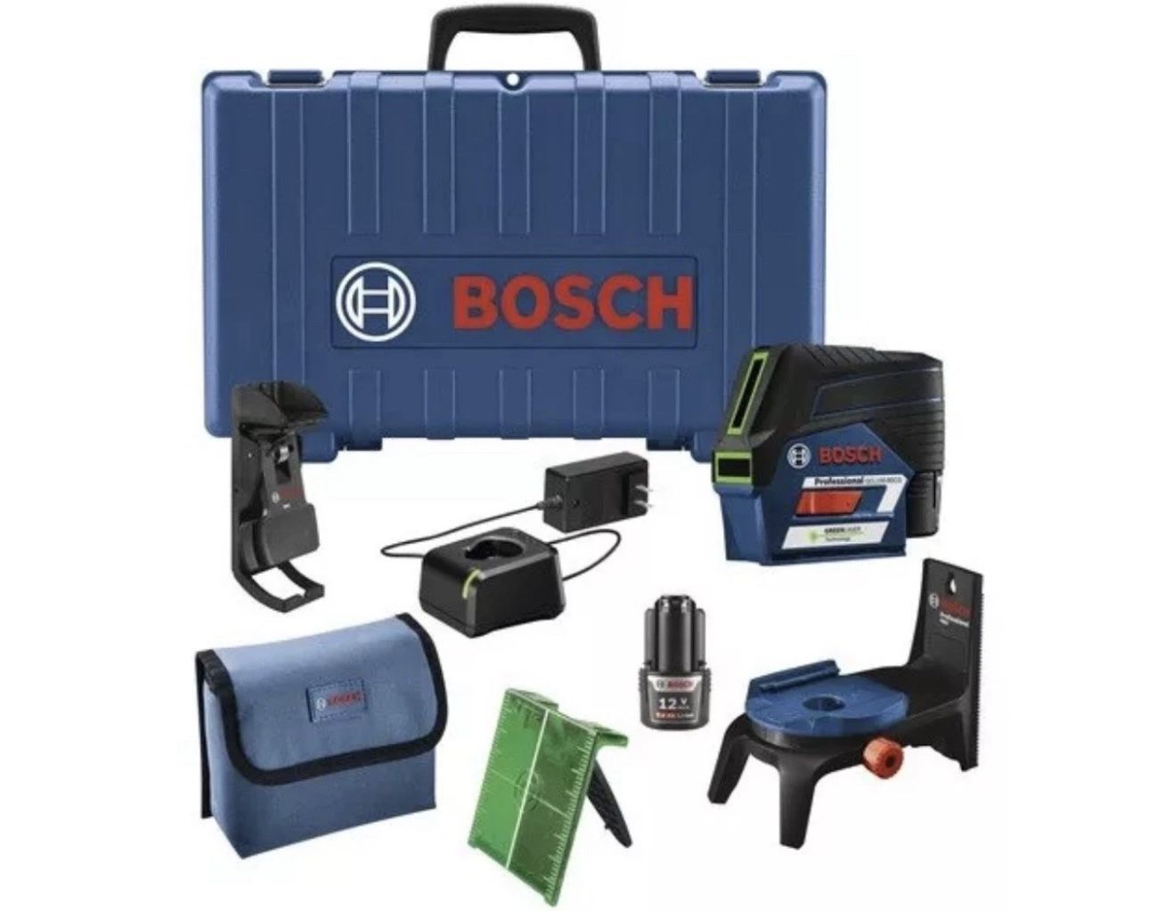 BOSCH GCL100-80CG 12V Green-Beam Cross-Line Laser with Plumb Points -NEW IN PACK