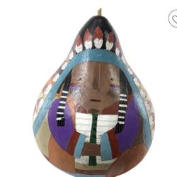 Navajo Chief Seattle Painted & Carved Gourd