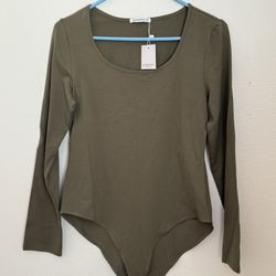 Mangopop Long Sleeve Olive Green Bodysuit- XL