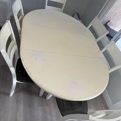 White Table 6 Chairs Oval 