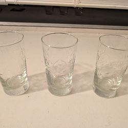 3 Etched Glasses 