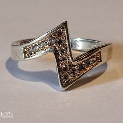Women's 925 Silver lightning bolt ring
