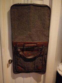 Pierre Cardin tweed and leather garment bag. MAKE OFFER!! Thumbnail