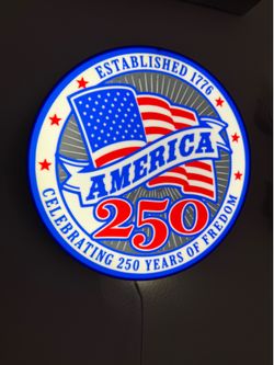 Letrero Luminoso America 250 - Celebración 250 Años de Libertad - Decoración Patriótica LED para Pared - Artículo de Colección