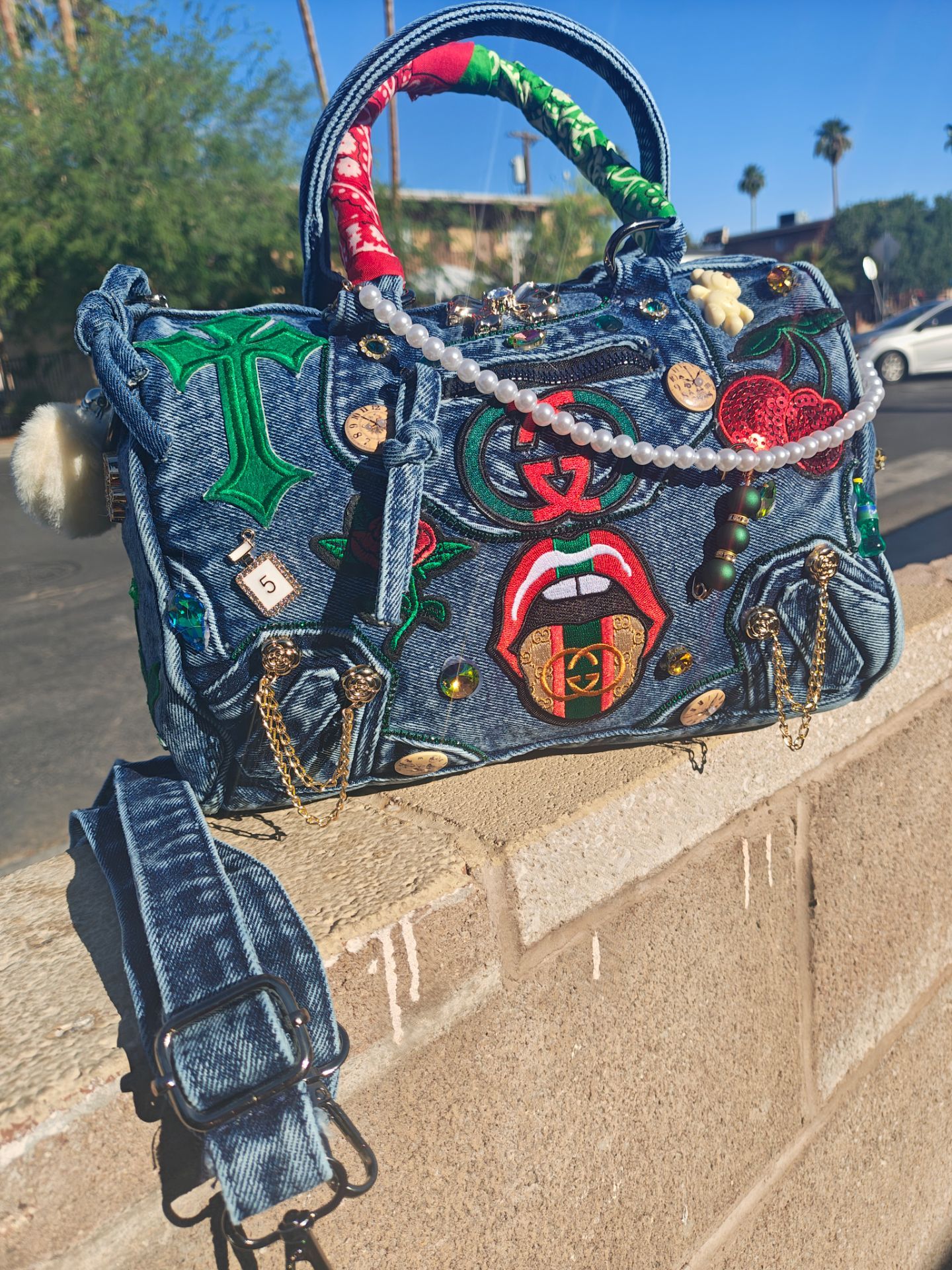 Custom Designer Denim Junk Bag