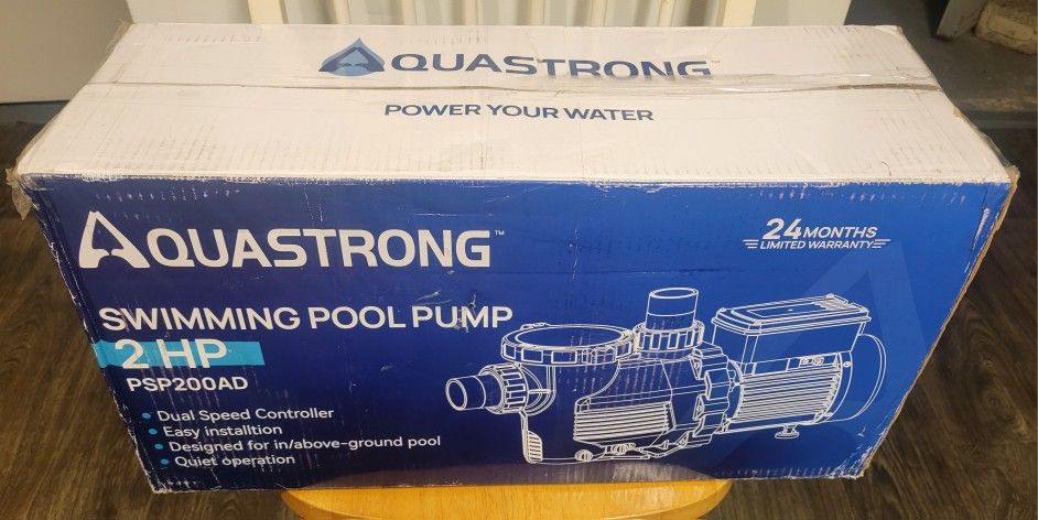 NEW / AQUASTRONG 2 HP In or Above Ground Dual Speed Pool Pump,  PSP200AD