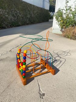 Anatex Rollercoaster Bead Wire Maze Wooden 12"x15"x20" VGUC Vintage Toddler Toy