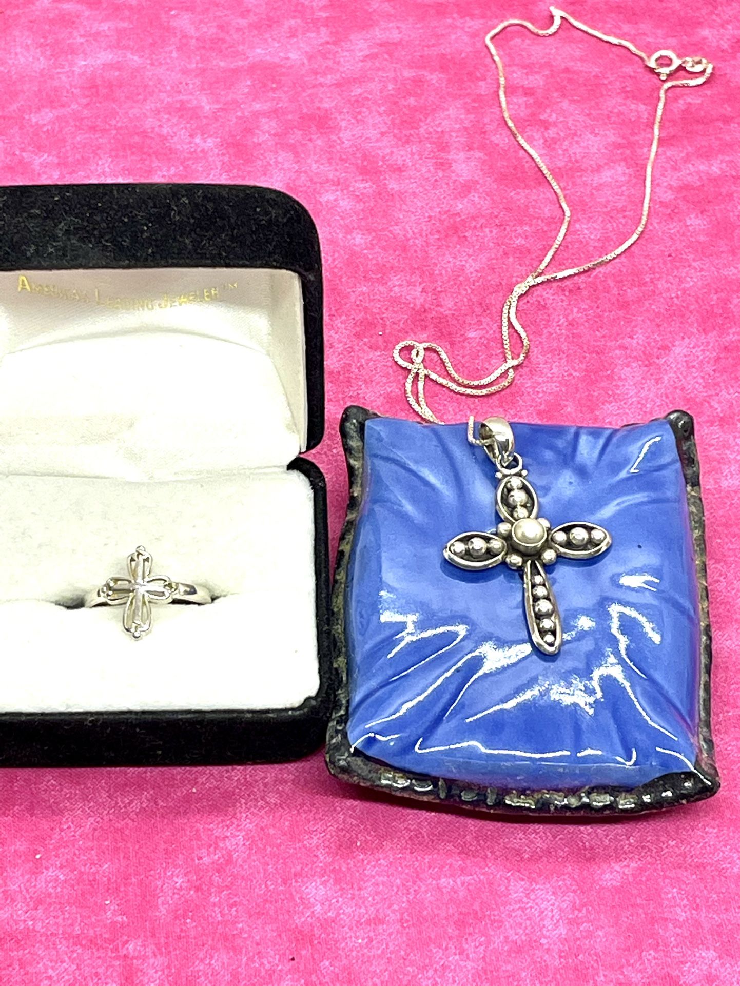 Sterling Cross Necklace and Ring