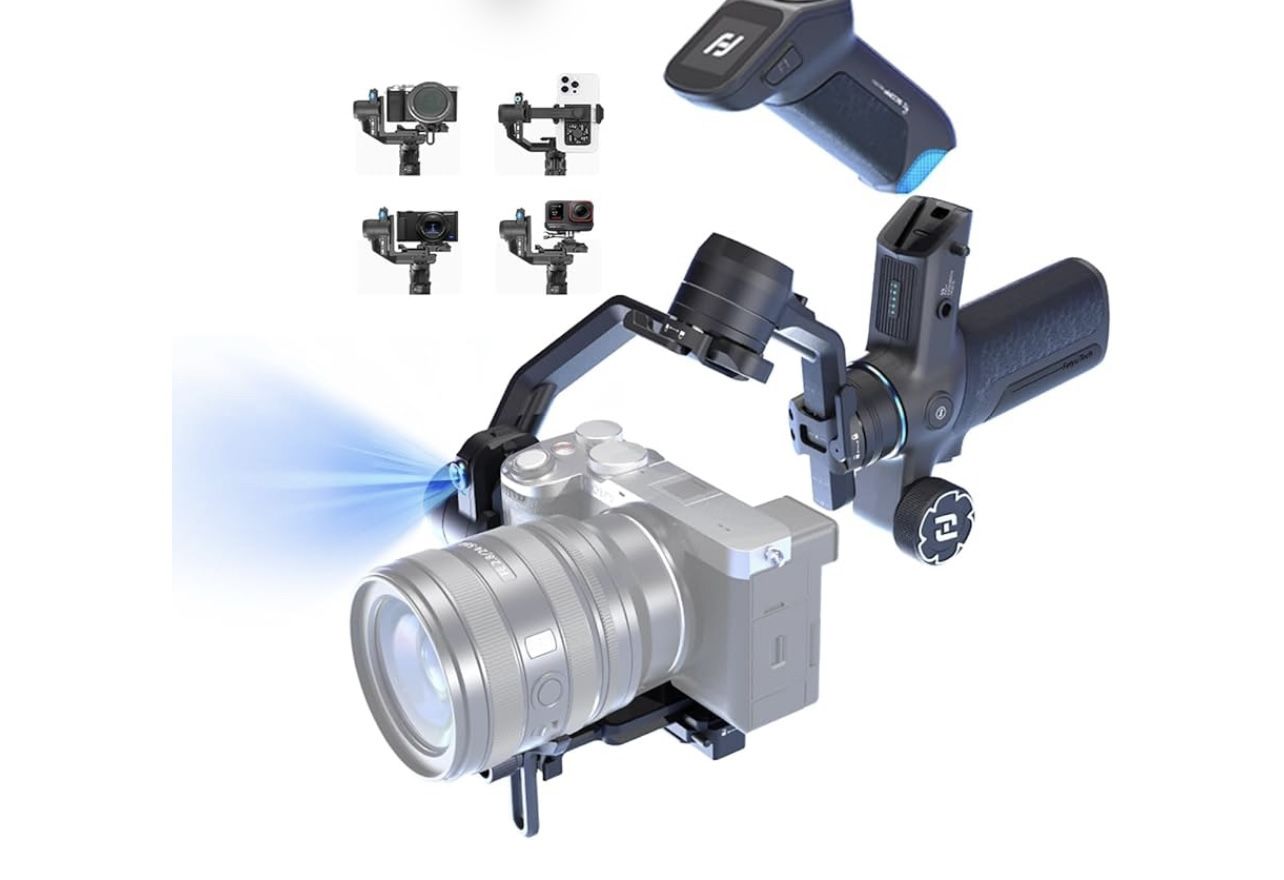 SCORP Mini 3 Pro Gimbal Stabilizer for Camera, Max 59ft AI Tracking, Gimbal with Remote Handle&Cooling Mount, for Sony/Canon/Nikon/Gopro/DJI Action 5