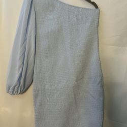 Dress Light Blue One Shoulder 