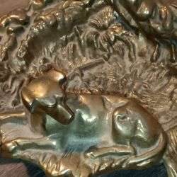 Victorian Antique Brass Dog Fireplace Companion Set 