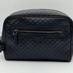 Gucci Leather Microguccissima Toiletry Case Black