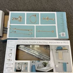 🛁 Sheffield Home 5-Piece Bath Set – Brushed Nickel Finish (2 Boxes Clearance)