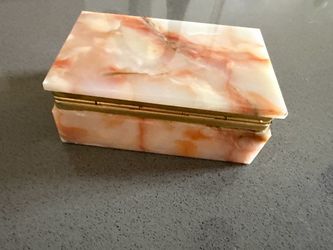 Vintage 1960s onyx hinged box brass tri