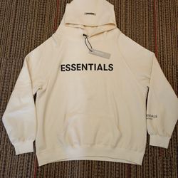 Fear of God Essentials Cream Pullover Hoodie – Black Logo – New w/ Tags size XL