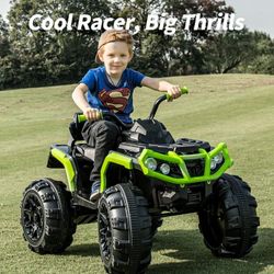 New Hikiddo 24V Kids ATV 4 Wheeler, Electric ATV Four Wheeler for Big Kids w/Wireless, 2x200W Motors - Green  New in box AW0906G *  * POWERFUL PERFORM