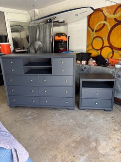 Gray Dresser and Nightstand Set