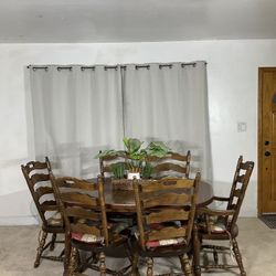 VTG Solid Wood Table With 2 Extensions & 6 Chairs