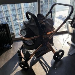 HPZ Pet Rover Prime Luxury 3-in-1 Pet Stroller (Black) — Like New