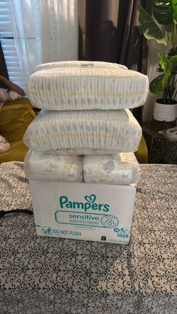 Pampers sensitive baby wipes and diapers size 1