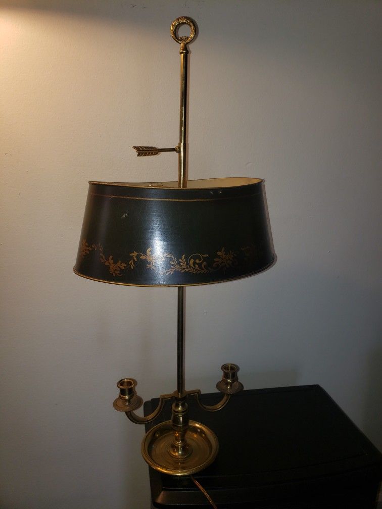 vintage brass lamp tin shade