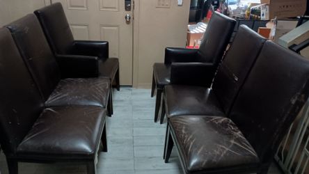 Set of Dark Brown Faux Leather Dining Chairs