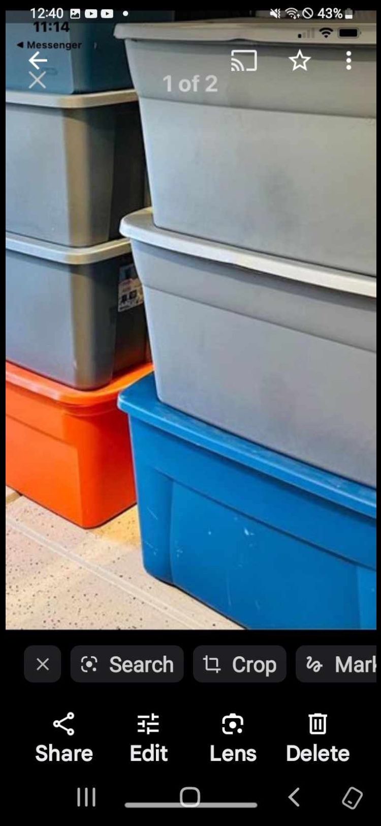 Storage Bins 16,18 Gallon $6 Each,30 Gallon $10 Each 