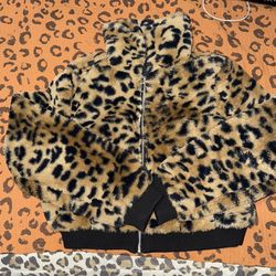 Lightly Used Juniors XL 11-13 Crop Cheetah Print Jacket