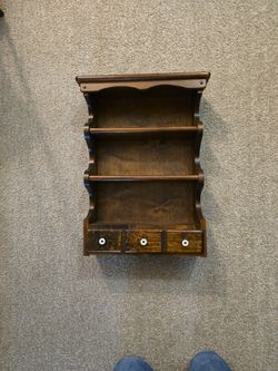 Vintage Wooden Wall Hanging Spice Rack.