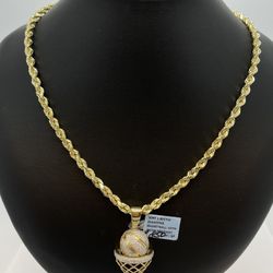 Gold Chain With Basketball Hoop Pendant 