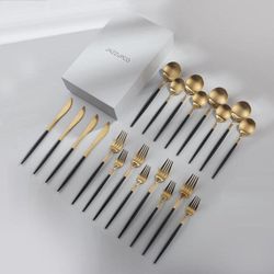 Minimalist/ French Flatware

High End 20 Pieces Set Gold/Black Gift Box Set