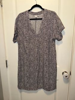 Gap womens polka dot casual dress size large split neck with pockets