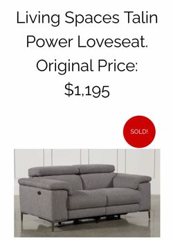 Living Spaces Talin Power Loveseat. Good condition, gray.