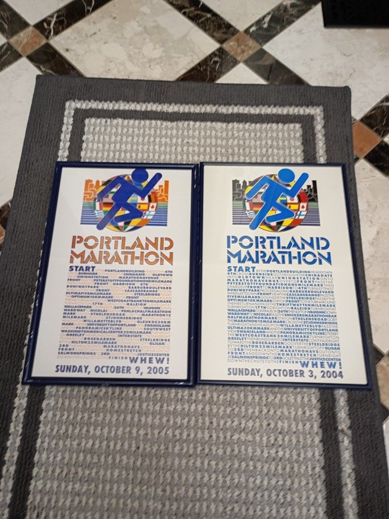 Vintage Portland Marathon Framed Posters