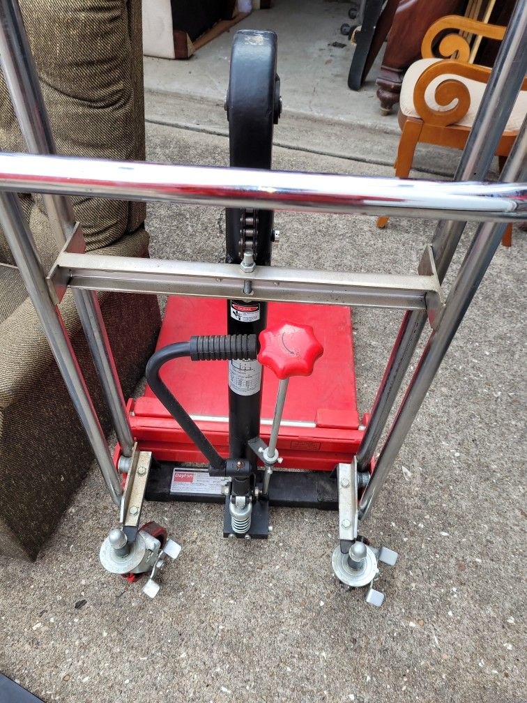 Dayton 4ecw7 Portable Manual Platform Lift Truck, Manual, 880 lb Load Capacity, Foot Pump Control