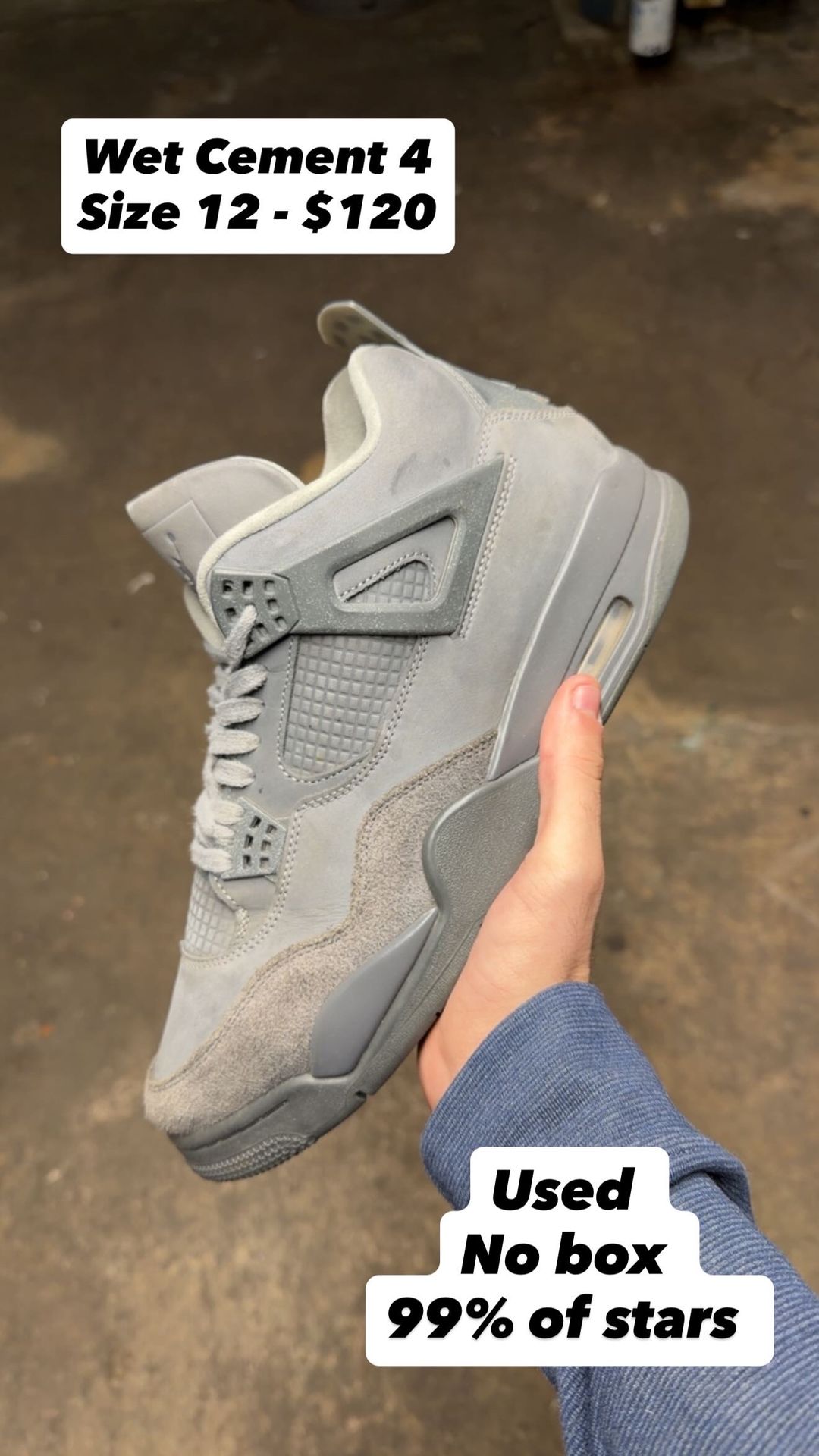 Jordan 4 wet cement size 12