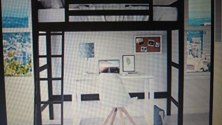 YourZone Collection Twin Wood Loft Bed, Black