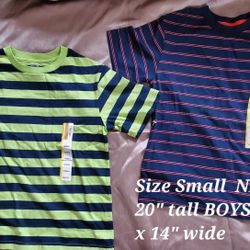 Boys t- shirt stripe size SMALL 
20" tall BOYS T- shirt 3.00 each (2 for $5.00)  x 14" wide . New!!
