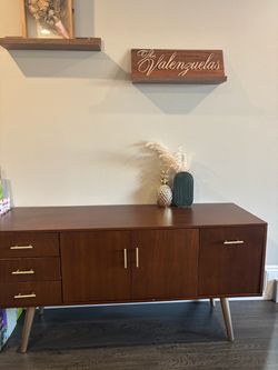 Walnut mid century Modern style console