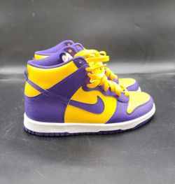 Nike Dunk High Retro Purple Gold Lakers Size 5.5Y