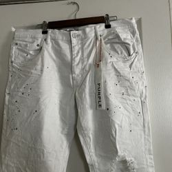 White Purple Jeans Size 40
