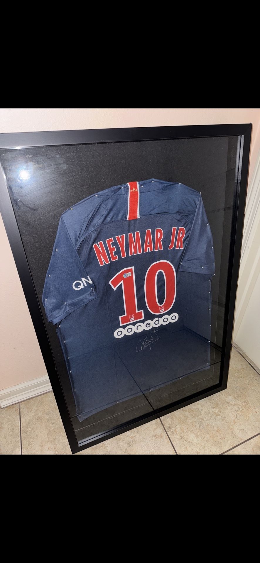 Framed Autographed Neymar Jr Jersey