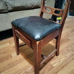 Old Solid Wood Sewing Chair With Drawer