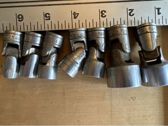 Vintage Snap-on FU-Series Universal Swivel Sockets - 7pc USA