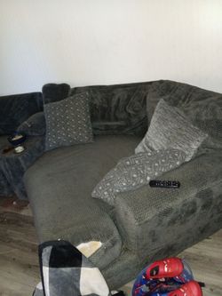 Large Gray Sectional Sofa with Pillow