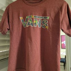 Vans T-shirt Youth Large Maroon Vans logo with Parrots