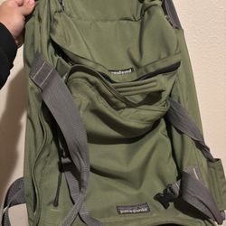 Patagonia Green Travel Roller Duffel Bag Adjustable Handle Wheels Carry On