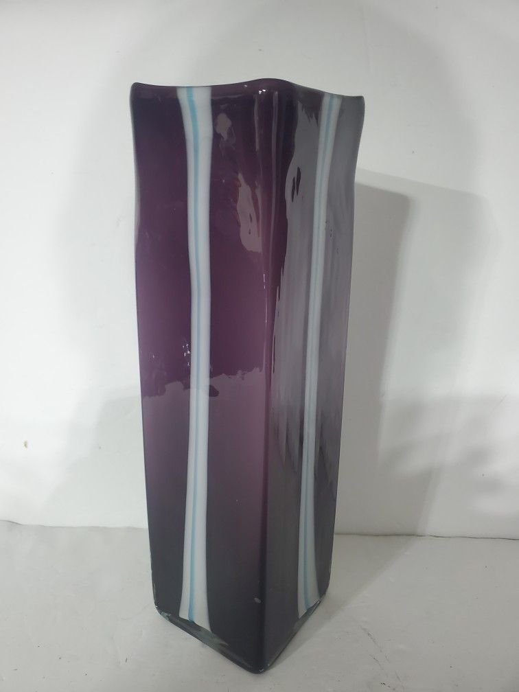 Hand-blown Purple Ribbon Decorative Vase