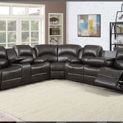 New Brown Power Recliner Sectional Couch ! Free Delivery 🚚! Financing Available ! 